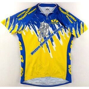 Voler Western Pennsylvania Wheelmen Cycling Jersey Mens Blue Yellow USA Made